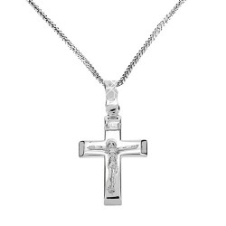 Λευκόχρυσος σταυρός Κ9 με αλυσίδα